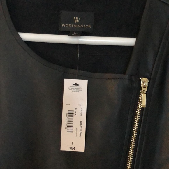 Worthington Black Faux Leather Jacket NWT L - Picture 3 of 4